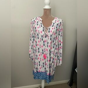 Southern Tide White and Pink Midi Dress